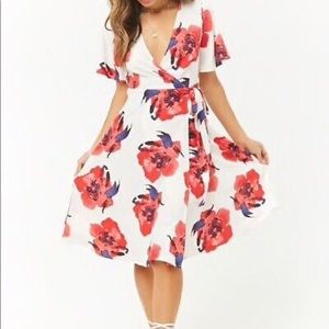 Midi Floral Print Wrap Dress